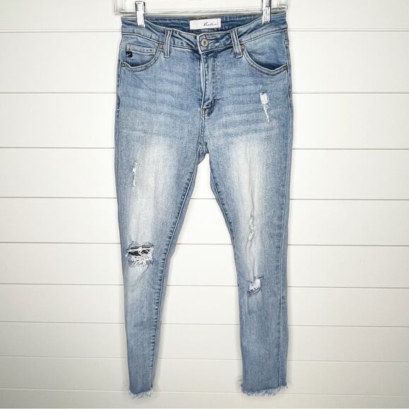 KanCan Denim - KanCan Distressed Raw Hem Skinny Stretch Jeans Light Wash Size 5/26